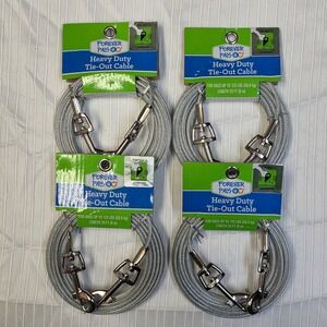 Forever Pals Heavy Duty Tie-Out Cable 4 Pack 20ft Silver for Dogs up to 125 lbs